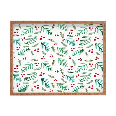 Angela Minca Xmas branches white Rectangular Tray -Deny Designs