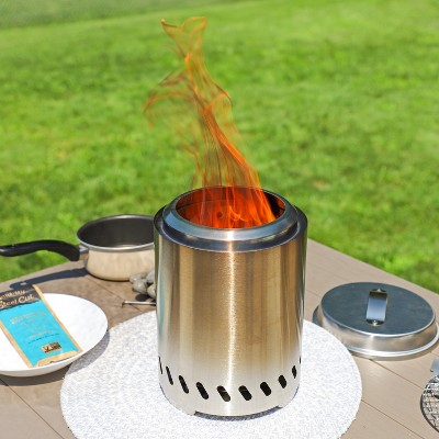 Compact Stainless Steel Smokeless Tabletop Fire Pit with Triple Burn Design