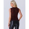 INSPIRE CHIC Women's Glitter Striped Trim See Through Party Sparkly Sleeveless Top - 4 of 4