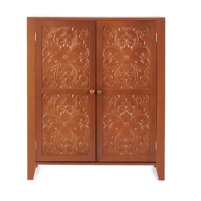 Lakeside Carved Storage Cabinet - Vintage Deco Style Entryway Furniture