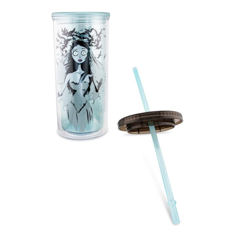 Silver Buffalo Tim Burton's Corpse Bride Emily 20-Ounce Carnival Cup With Lid and Straw, 3 of 7