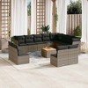 vidaXL Patio Sofa Set with Cushions Outdoor Furniture 13 Piece Poly Rattan - Gray - 2 of 4