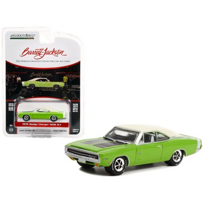1970 Dodge Charger HEMI R/T Sublime Green with White Roof and White Tail Stripe (Lot #777) 1/64 Diecast Model Car by Greenlight
