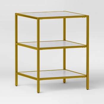 Faux Marble and Metal Accent Table Gold - Threshold™