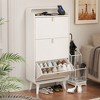 TiramisuBest White color shoe cabinet  with 4 doors 1 drawers,large space for storage - 3 of 4