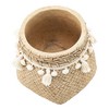 Maliang Set of 2 6.5x6.5x6" Brown Cement Planter with Woven Tassel Accent - 3 of 4