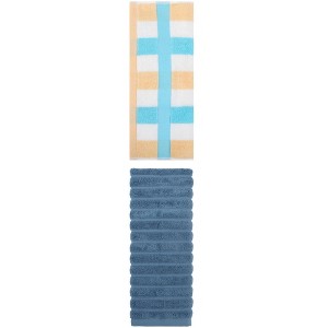 REGALWOVEN Pure Cotton Striped Decorative Hand Towel for Bathroom 14" x 30"/13" x 29" 2 Pcs - 1 of 4