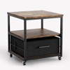 Karl Home 3-Tier Printer Stand with Non-Woven Drawers P2 Particleboard Weathered Wood Emboss 19.7x19.7x22 Inches - 2 of 4