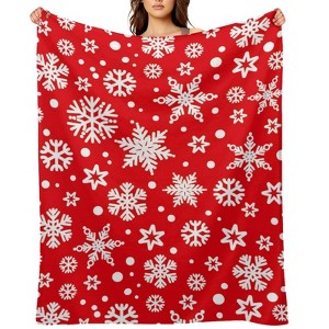 Christmas Snowflakes Pattern Christmas Throw Blanket Soft Fleece Christmas Blanket Cozy Flannel Throw for Couch Bed 50x60 inches - 1 of 1