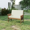 HOMLUX Patio Solid Wood Garden Bench 2-Seat Chair with Seat Cushion & Inclined Backrest - 2 of 4