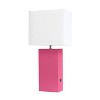 21" Lexington Leather Base Modern Home Decor Bedside Table Lamp with USB Charging Port and Fabric Shade - Lalia Home - 3 of 4