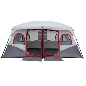 NAYSAYE Camping Tent 10 Person Two Room Tent with Adjustable Ventilation for Camping Outdoor Activities, White and Gray - 1 of 4