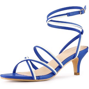 Perphy Women's Strappy Open-Toe Contrasting Color Kitten Heels Sandals - 1 of 3