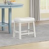 eHemco Heavy-Duty Saddle Kitchen Counter Height Barstools with Wood Legs and Cushion Seat, 19 Inch Height, White - 2 of 4