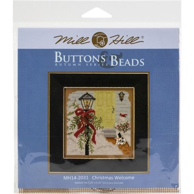 Mill Hill Buttons & Beads Counted Cross Stitch Kit 5"X5"-Christmas Welcome (14 Count)