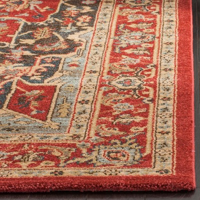 Hand-Knotted Red Synthetic Square Area Rug 79"
