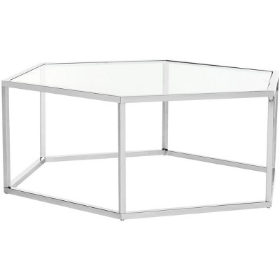 Eliana 36" Chrome and Glass Hexagonal Coffee Table