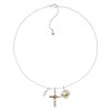 Silpada 'Powerful Duo' Sterling Silver with 14K Yellow Gold Plating Freshwater Pearl Cross Pendant Necklace, 18" + 2" - 3 of 4