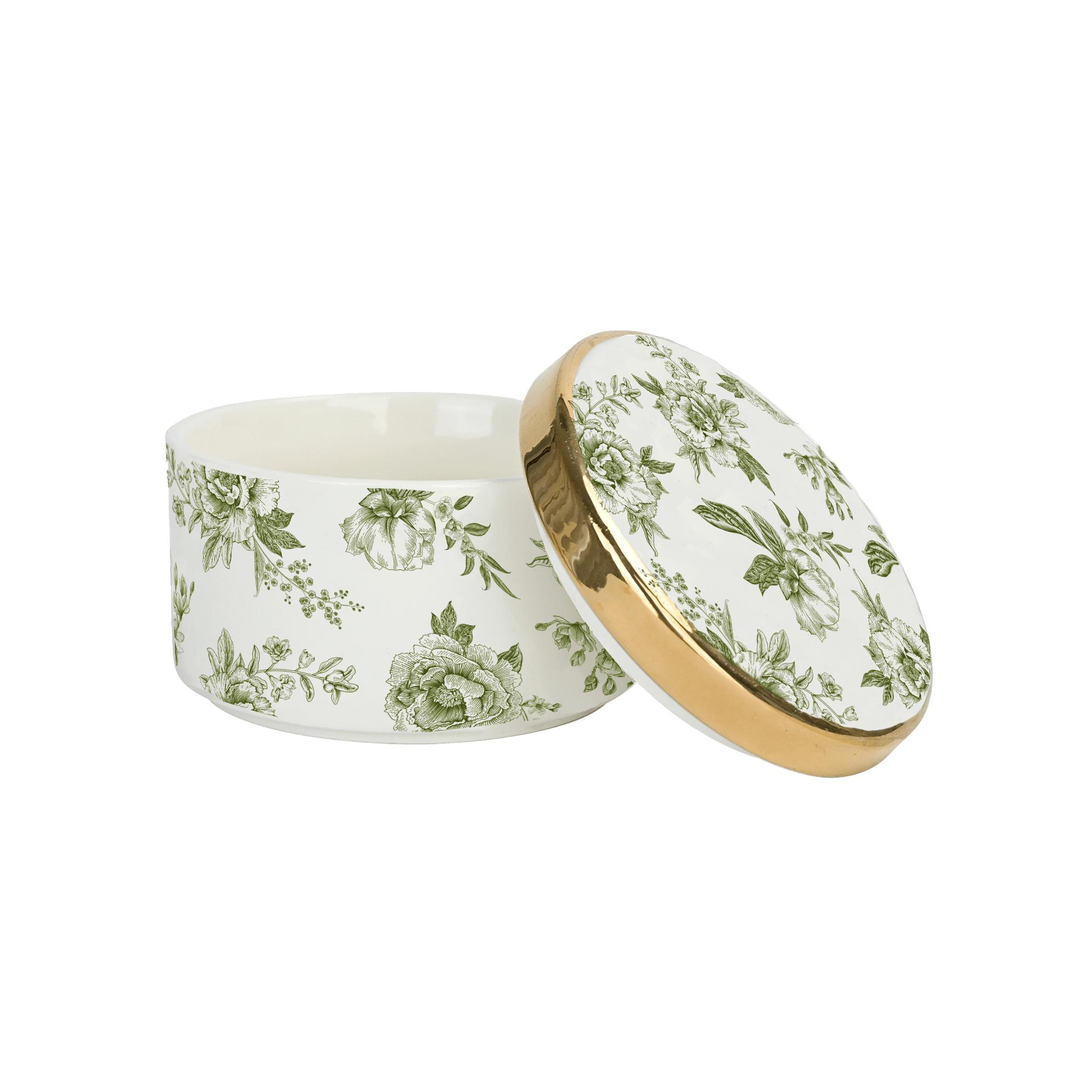 Sweet Water Decor Green Delft Trinket Dish with Lid
