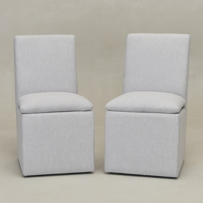 KINWELL 21"W Performance Fabric Dining Chair with Casters (Set of 2)
