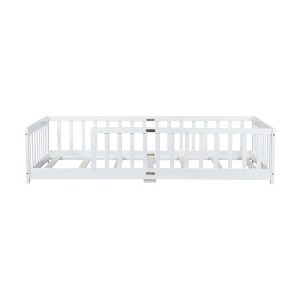 Whisen Twin Size Montessori Floor Platform Bed with Built-in Book Storage Rack on Headboard - 1 of 4