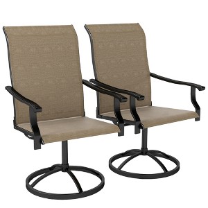 Outsunny Patio Swivel Chairs Set of 2, High Back Patio Dining Chairs with All-Weather Mesh Fabric and Metal Frame for Backyard, Porch or Garden - 1 of 4