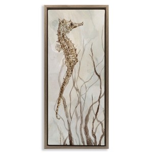 Stupell Industries Vigilant Seahorse Ocean Wildlife Floating Frame Canvas Art, Brown, 15" x 31" - 1 of 4