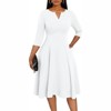 Clotth Women's Midi Dress - 3/4 Sleeve V Neck, A-Line Fit and Flare, Cocktail Wedding Guest Work Dress with Pockets - 2 of 4
