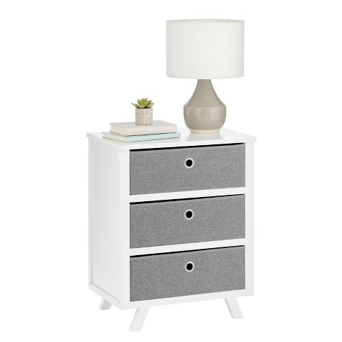 Mdesign Tall Drawer Organizer Storage Tower With 5 Fabric Drawers -  Gray/white : Target