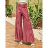 Coolmee Women's Pant Wide Leg High Waist Pants Loose Elastic Smocked Waist Flowy Pant With Belt - 3 of 4