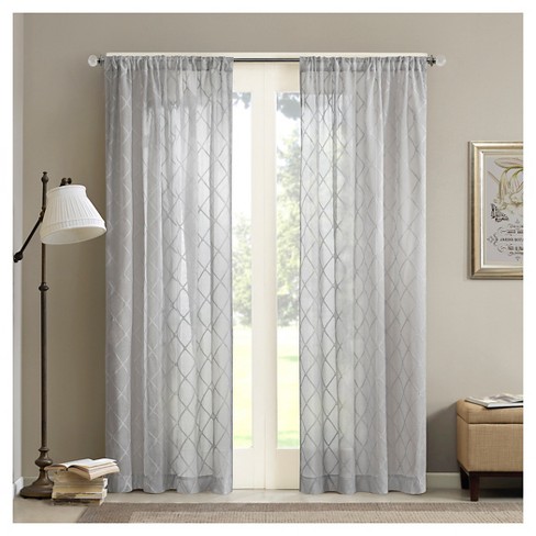 95"x50" Clarissa Diamond Sheer Curtain Panel Gray : Target