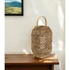 HomeRoots 16" Natural Distressed Woven Glass And Wicker Floor Lantern Candle Holder - 2 of 4