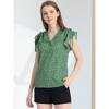 Allegra K Women's Chiffon Ruffle Flutter Sleeves Half Placket V Neck Dot Print Blouse - 3 of 4