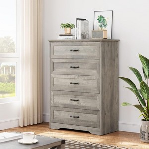 Jojoka Farmhouse Chest of Drawer with Metal Handles,Modern Storage Organizer with Anti-Collapse Design for Living Room - 1 of 4