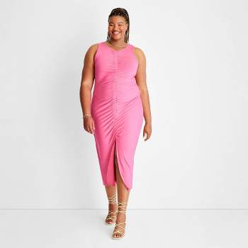 Women's Front Ruched Dress - Future Collective™ with Alani Noelle Pink 2X