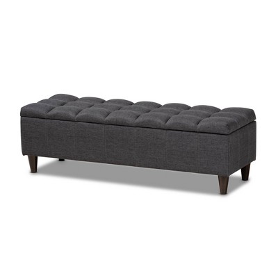 Brette Finished Wood Storage Bench Ottoman Gray - Baxton Studio