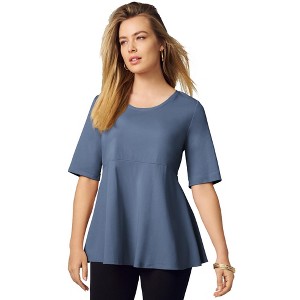 Jessica London Stretch Cotton Peplum Tunic - 1 of 4
