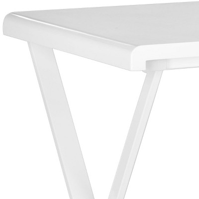 Transitional White Lacquered Home Office Desk with Crossed Legs