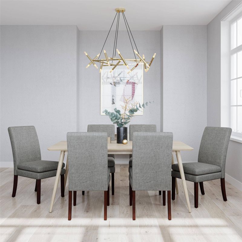 Set of 2 Cale Upholstered Dining Chairs Gray Linen with Dark Base - Room &#38; Joy, 4 of 11