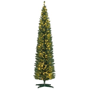 NAYSAYE 8FT Slim Noble Fir Artificial Christmas Tree with 618 Branch Tips Full Tree for Holiday Home Office Party, Green, 21.8"*21.8"*94.5" - 1 of 4