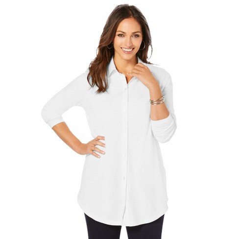 plus size white boyfriend shirt