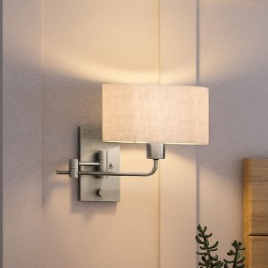 Urban Ambiance Luxury Transitional Wall Sconce 11.75''H x 10''W,  Brushed Nickel Finish,  Emerald Collection, UHP4130 - 1 of 4