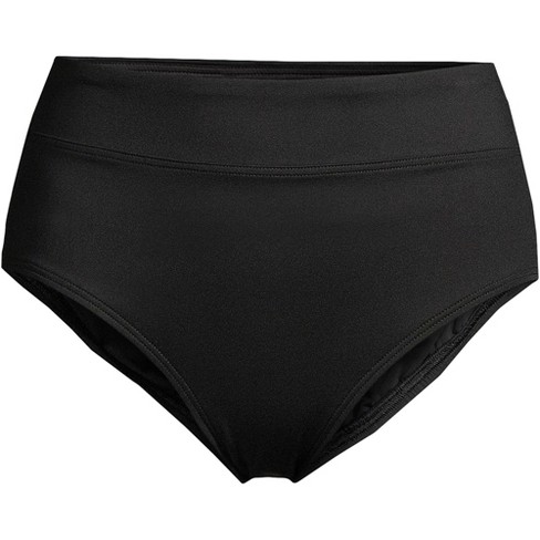 Lands' End Women's Long Chlorine Resistant Tummy Control High Waisted  Bikini Swim Bottoms - 16 - Black : Target