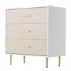 Modern 3 Drawer Dresser with Gold Handles and Legs for Living Room, Bedroom - 2 of 4