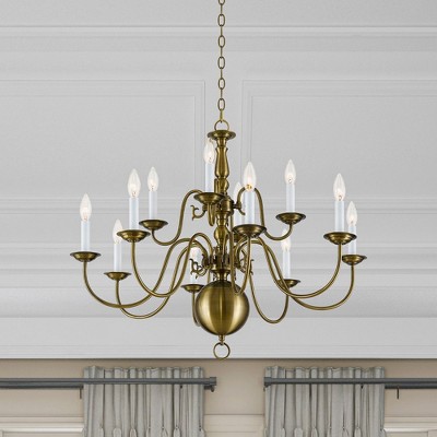 Antique Brass 12-Light Traditional Candle Chandelier