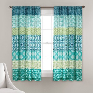 Set of 2 Bohemian Striped Light Filtering Window Curtain Panels - Lush Décor - 1 of 4
