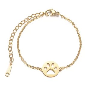 Hollywood Sensation 18K Gold Plated Paw Print Bracelet - 1 of 4