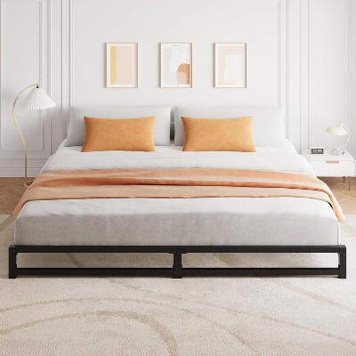 6 Inch King Bed, Metal Platform Bed Frame with Steel Slats Support, Mattress Foundation, Easy Assembly, No Box Spring Needed, Black