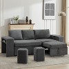 Hyleory 92.91" Corduroy Upholstered Sleeper Sectional Sofa, L-Shaped Sleep Couch Bed Modular Sofa bed with Armrests for Living Room,Dark Gray - 2 of 4