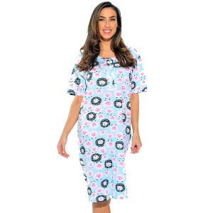 Just Love Womens Nightgown - Short Sleeve Henley Oversized Sleepwear Gown - 1 of 3